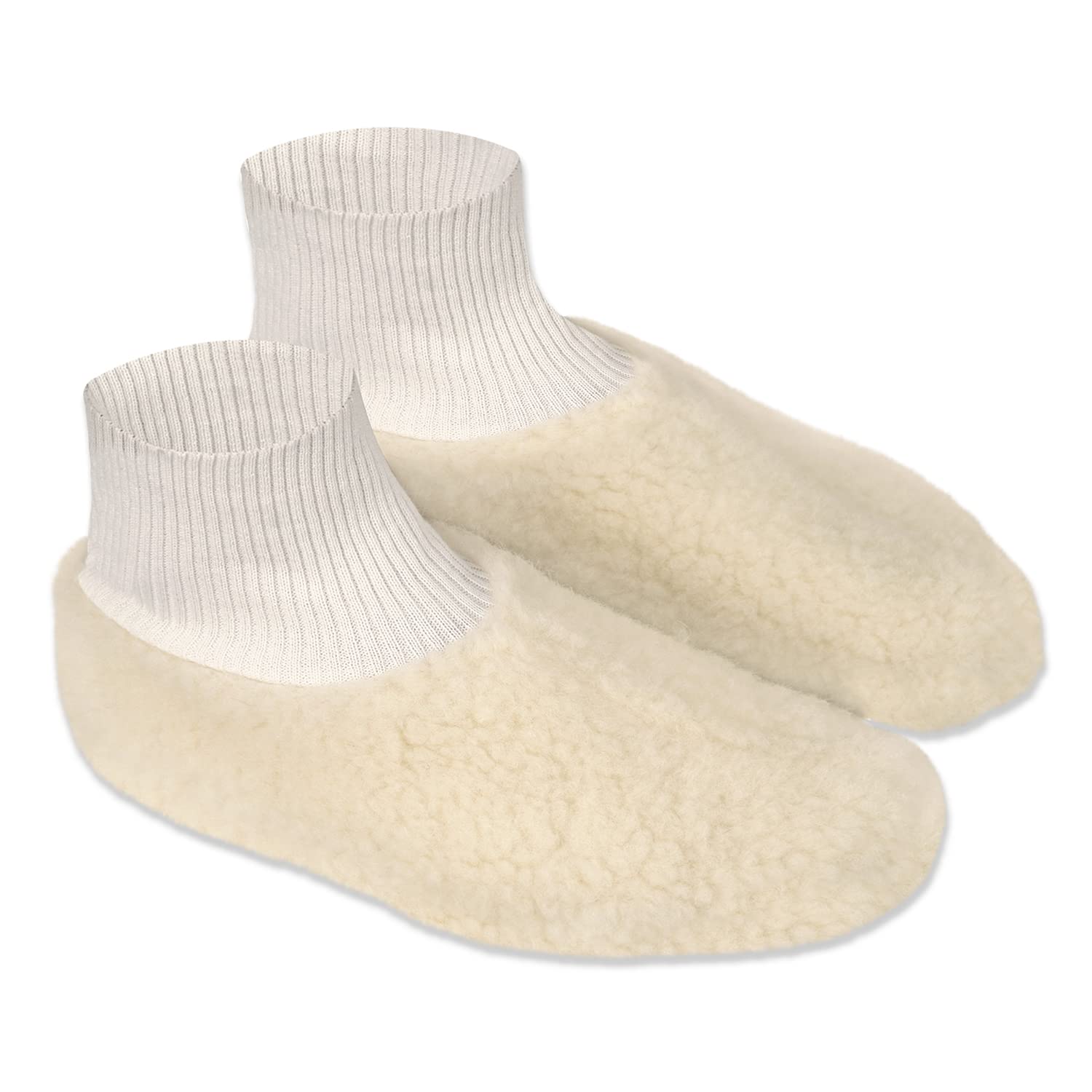 Bed Shoes with Cuffs to Prevent Cold Feet - Merino Wool Foot Warmer - Slippers Made of Wool - Italian Sheep's Wool