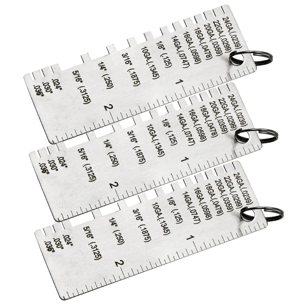KICHOUSE 3pcs Gauge Welding Thickness Gauge Welding Supplies Wire Sizes Thickness Gauge Welding Tools Wire Gauge Measurement Tool Wire Gauge Measuring Stainless Steel Silver