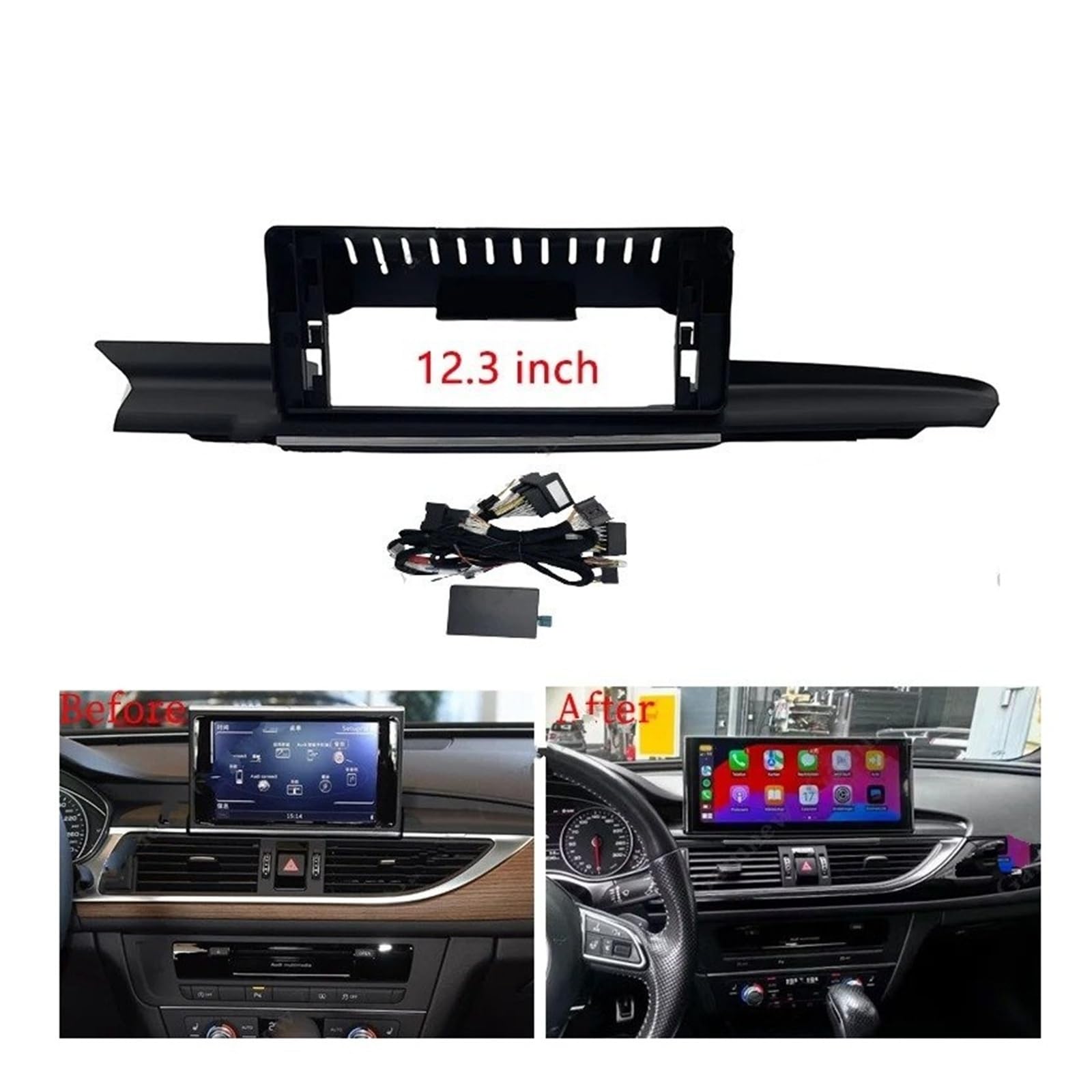 Fascia Marco 123 Pulgadas para A6 A6L 2012-2018 Marco Coche Adaptador Fascia Caja Canbus Decodificador Android Radio Dash Kit Panel Ajuste Juego Panel Radio