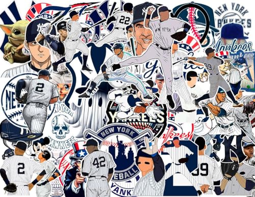 50 PCS New York American Vinyl Yankees Stickers Pack Baseball Stickers for Water Bottle, Laptop, Bicycle, Computer, Motorcycle, Travel Case, Car Decal Decoration Sticker