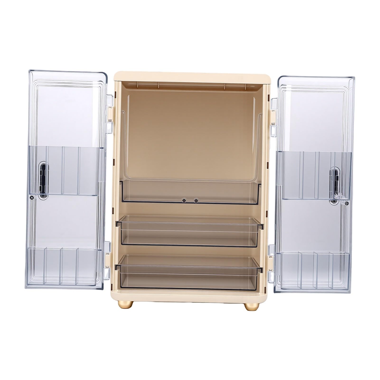 AMONIDA Organizador de Maquillaje de 3 Niveles, Encimera, Puerta Transparente, Diseño 15,4