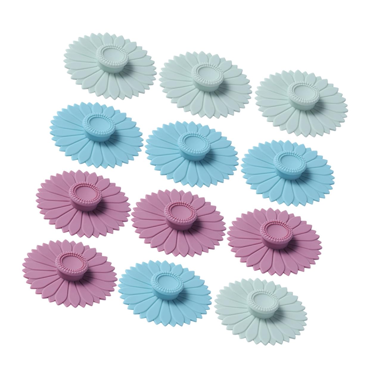 INOOMP 12 pezzi Copri Tazze in Silicone Forma di Girasole Resistenti al Calore Coperchi per Bicchieri Tazze e Boccali Riutilizzabili e Facili da Pulire Accessori Mug Silicone