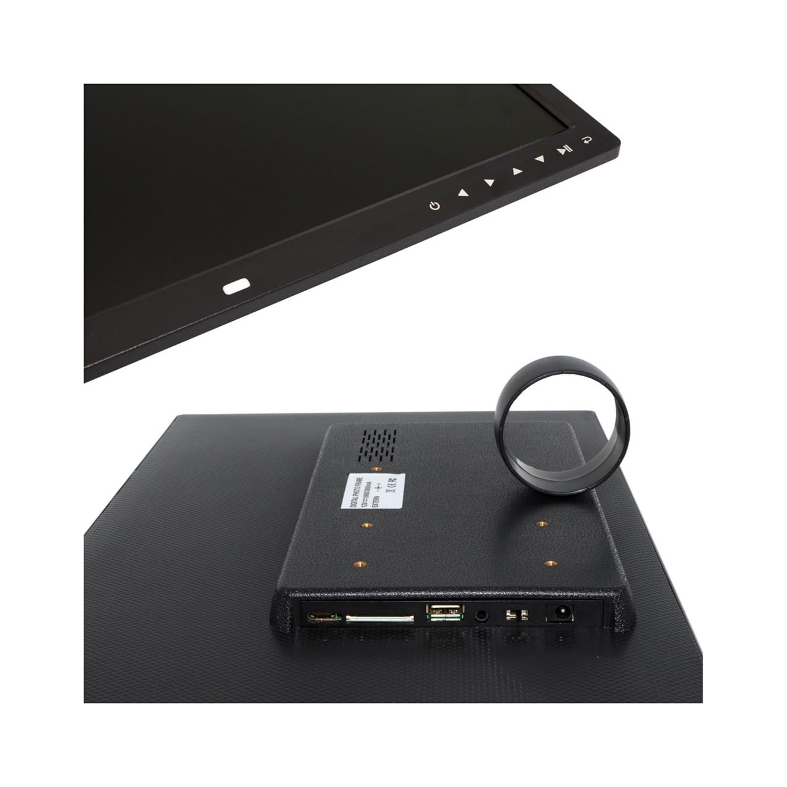 17-Zoll-Digital-Fotorahmen mit Anzeige von Fotos, Musik und Videos, digitalem Fotoalbum, Kalender, Wecker, automatischem EIN-/Aus-Timer (Color : Black)