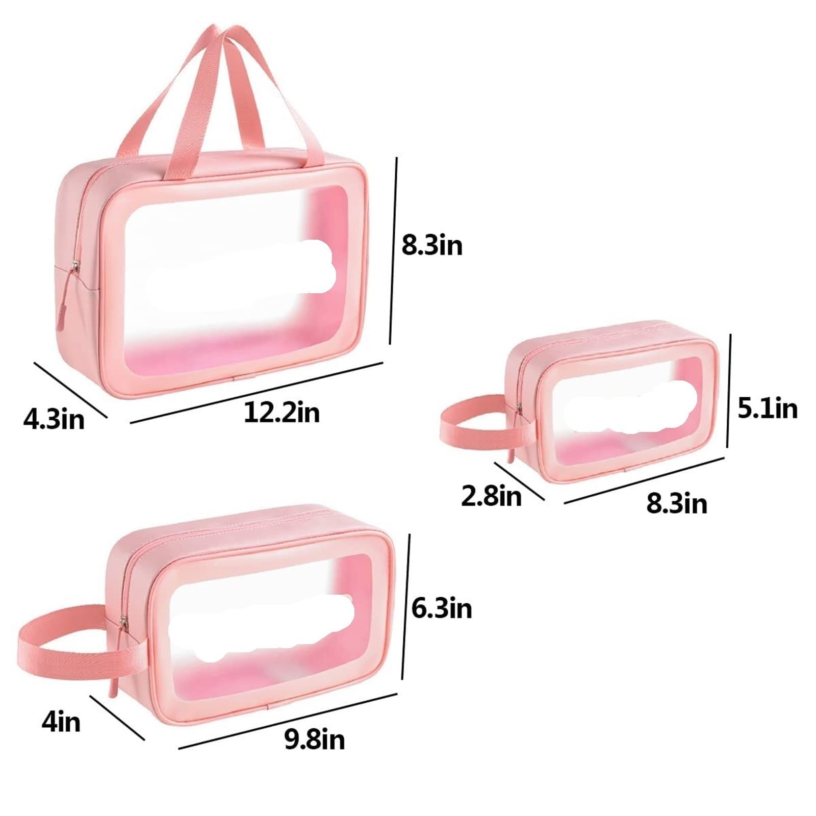 Porta Trucchi Pochette Trucchi Borsa da toilette da viaggio trasparente Borsa for cosmetici Borsa da toilette da viaggio trasparente da donna Trousse Trucchi Donna(Pink,24cm)