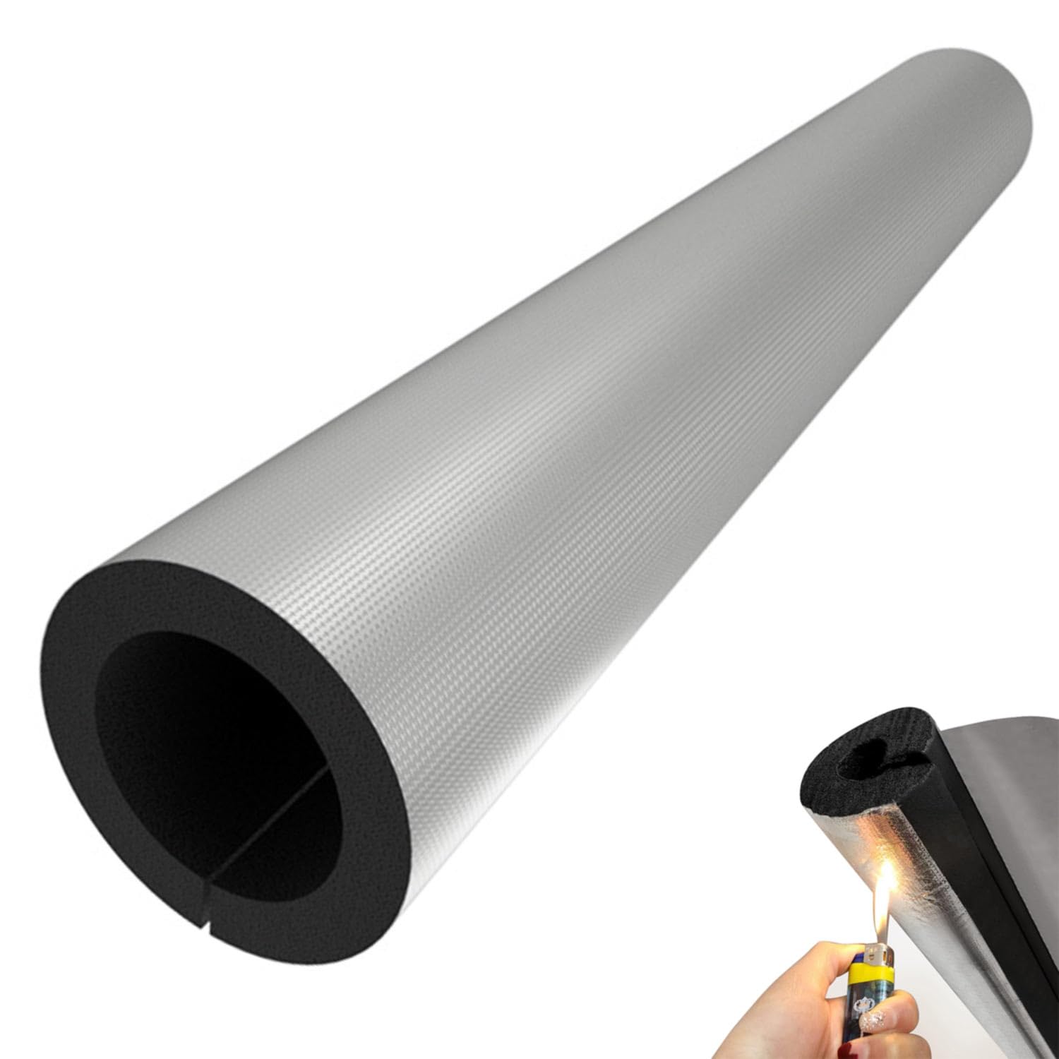 Tubo de Espuma, Fundas de Aislamiento Térmico para Tuberías Exteriores, Coquilla Aislante de Papel de Aluminio Autoadhesivo, para Coquilla Aislante Tuberías (ID) 219mm x (T) 30mm x (L) 0.9m