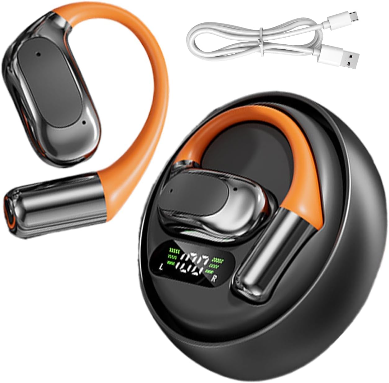 Translation Earphone, Wireless Translator Earphone, High-Fidelity Sound Quality, 50 mAh, Alloy, Language Translating Headphones for Business Meetings, 4.13 x 3.35 x 1.18 inches (Black)