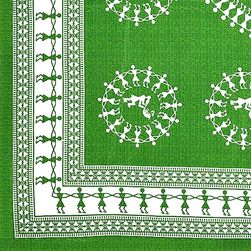 Image of RajasthaniKart Pure 100% Cotton Double Bed Sheet with 2 Pillow Covers (Bedsheet for Double Bed Cton, Green, 5276)