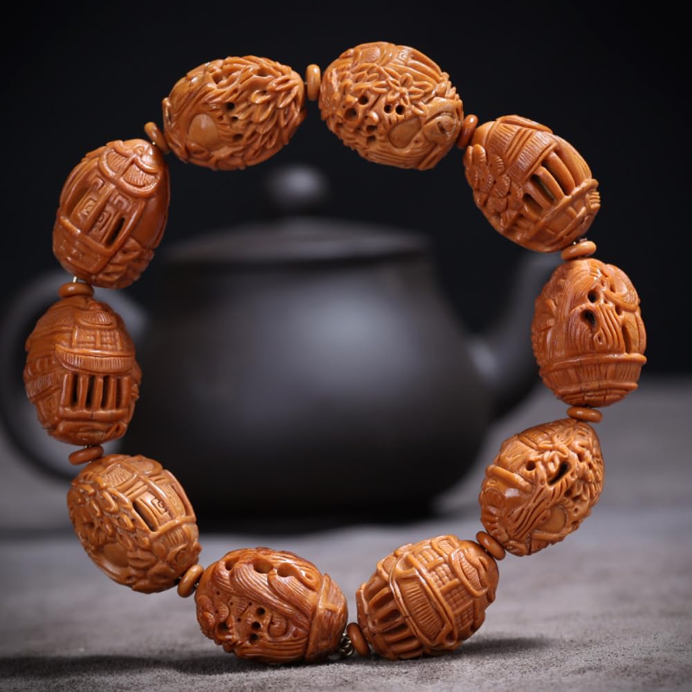 Braccialetto con nucleo in oliva, 23 mm, intagliato a mano, con oliva, creatività di alta qualità, in legno sintetico, senza pietre preziose