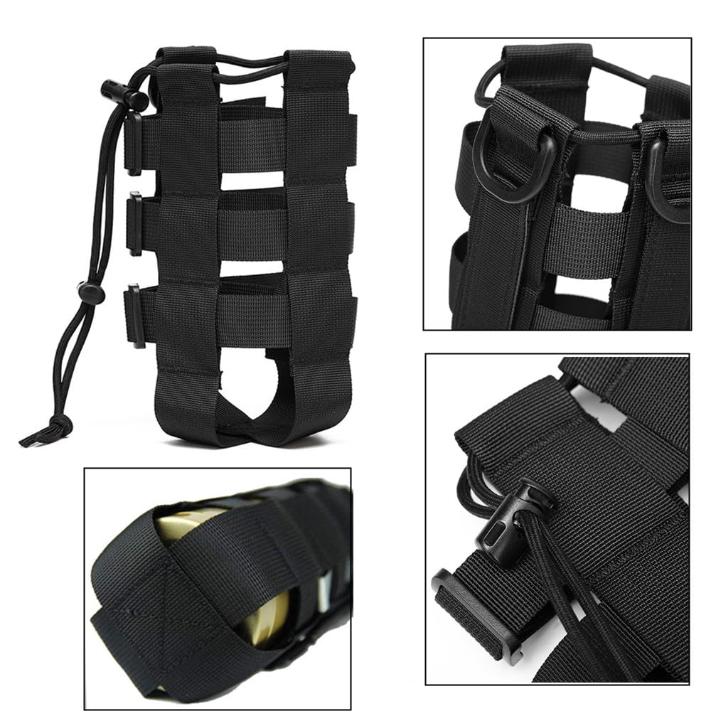 Porta Borraccia Zaino,Granmagazz Borsa tattica per bottiglia d'acqua militare portabottiglie impermeabile porta bollitore regolabile con coulisse per escursionismo, campeggio, viaggi, sport