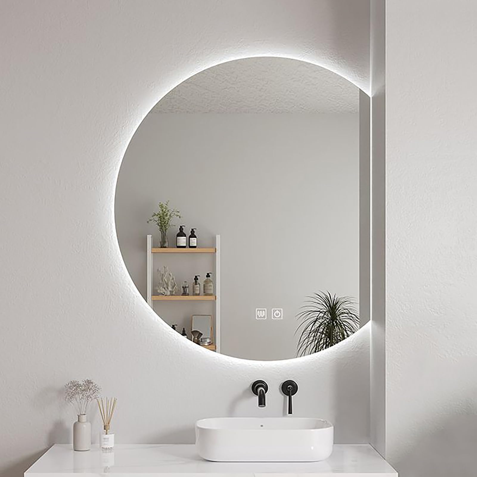 SXFSDOU Large Wall mounted Bathroom Mirror with Anti fog Makeup HD LED Lighting and Smart Backlit Decorative 35×32inch