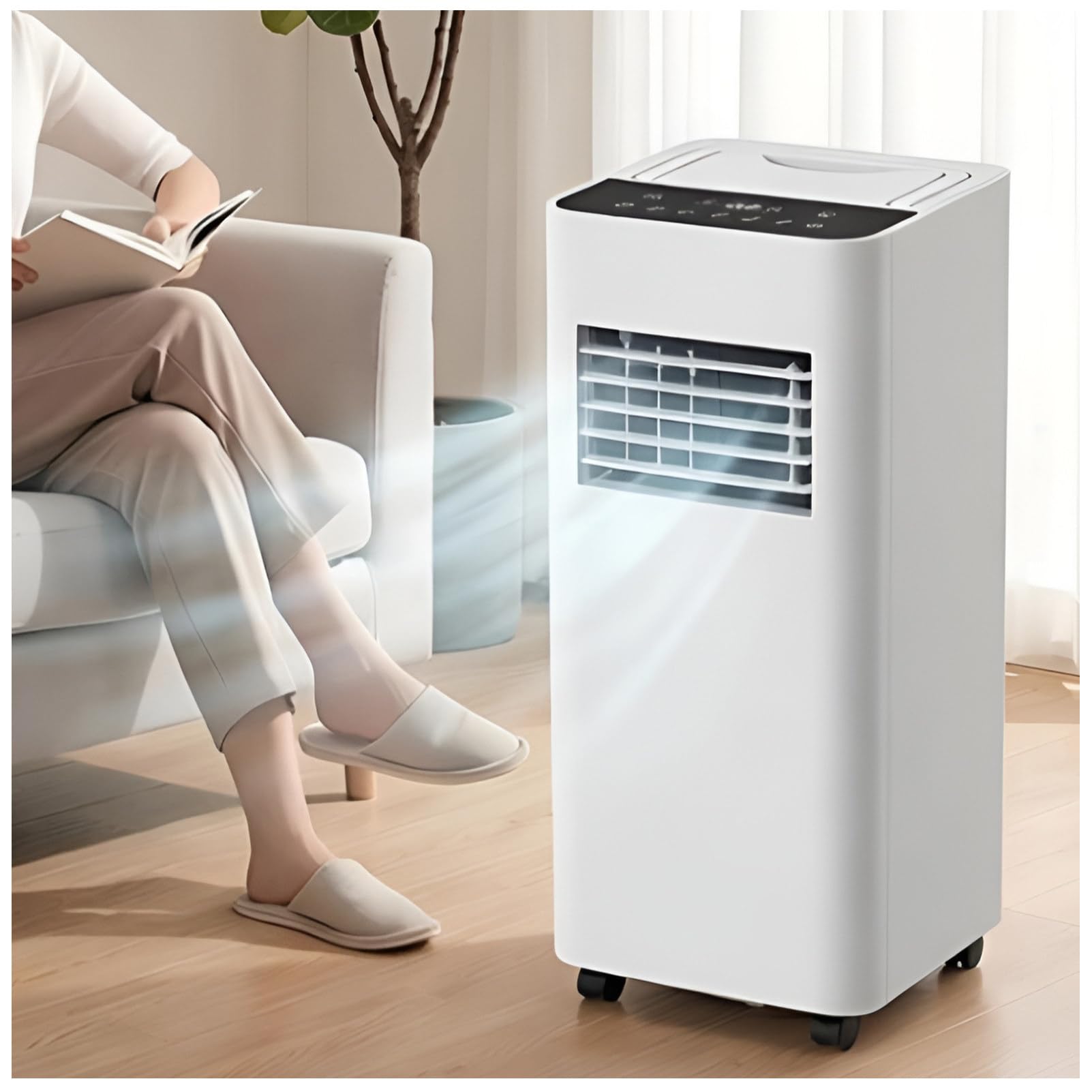Condizionatore portatile, potente unità CA 7000 BTU | Unità AC a pavimento; | Raffredda fino a 240 piedi quadrati; Condizionatore d'aria portatile per soggiorno, sala e-sport