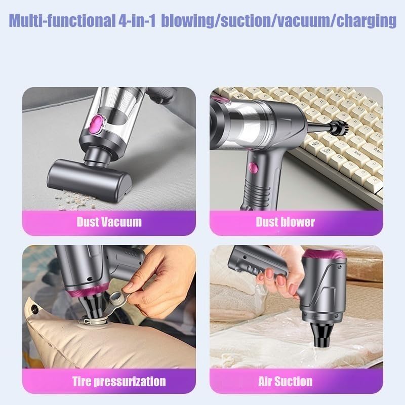 Handheld Car Vacuum Cleaner Cordless with Brushless Motor, 12000PA High Power Vacuum Cleaner & Air Duster, 4 in 1 Keyboard Portable Mini Hand Held Vacuums Cleaner for Car Home - Image 5