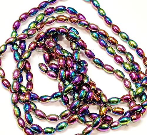 Hematite Beads Oval 8 mm Rainbow Beads Hematite Non-Magnetic Hematite Rainbow Gemstones 48 Pieces 1 String - Image 3