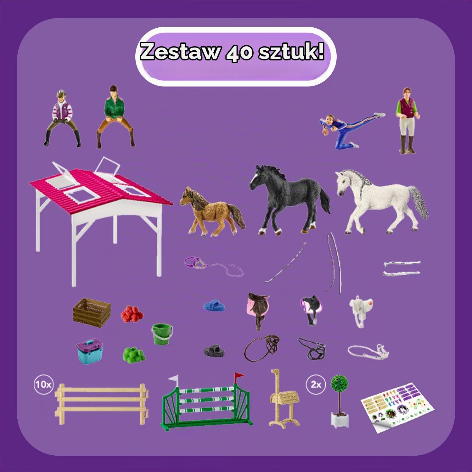 schleich 42389 Szkoła jazdy konnej z jeźdźcami i końmi, od 5 lat, Horse Club, zestaw do zabawy, od 5 lat, HORSE CLUB - Zestaw do zabawy, 40 x 11 x 32 cm