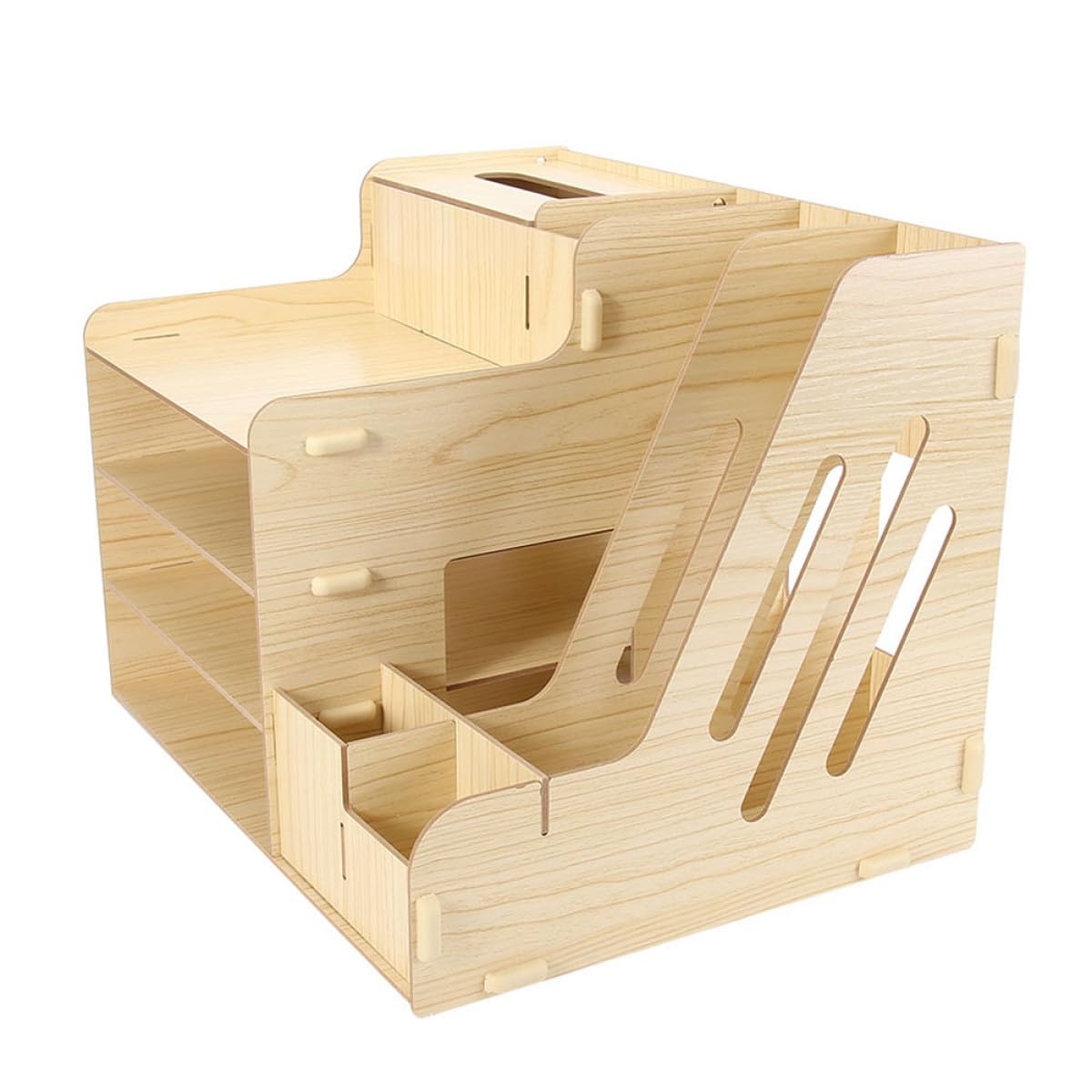OUNONA Organizador Orden de Diseño Engrosado Escritorio de Madera en Múltiples Compartimentos Almacenamiento Grande para Oficina y Hogar