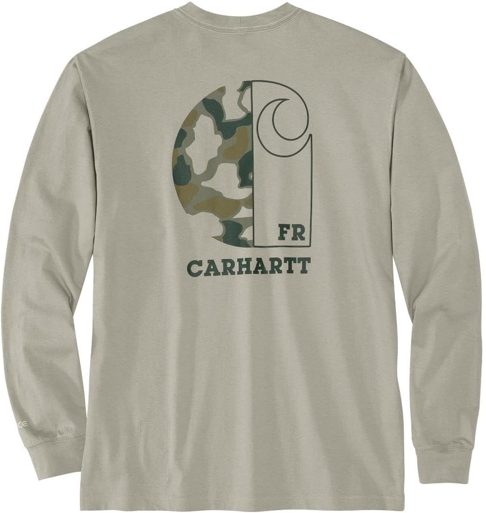 Carhartt Men's Flame Resistant Force Loose Fit Lightweight Long-Sleeve Camo C Graphic T-Shirt