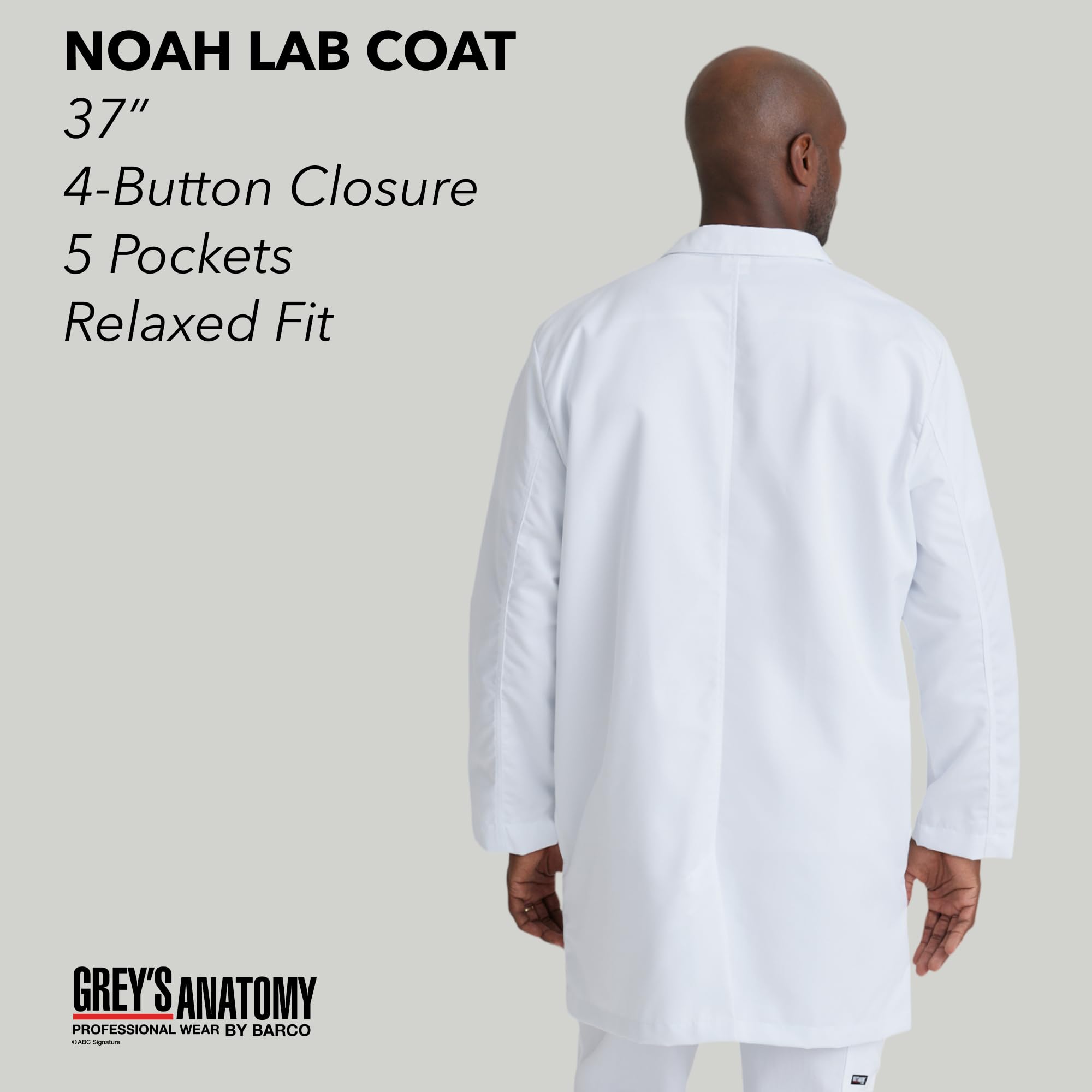 Barco Labcoat de 5 bolsillos 37" para hombre - Blanco - 50 cm