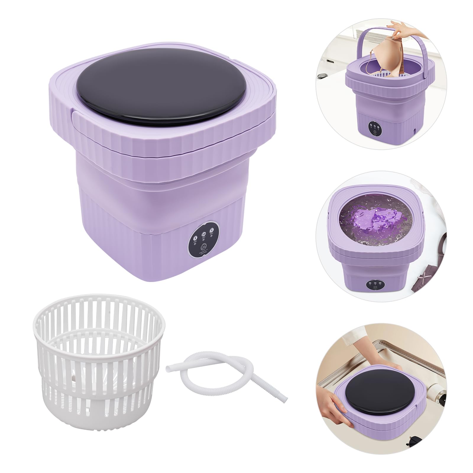 Mini lavatrice pieghevole 6 L,40 W con una lavatrice che combina lavaggio, asciugatura e centrifuga, per campeggio, viaggio e biancheria intima