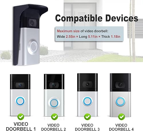 Miniatura 5 de Cubierta de lluvia para timbre de puerta, cubierta antirreflejos, protección solar de acero para anillo 1234 (Pro Max)