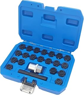 22pcs DIPMOTOR Wheel Lock Key Removal Kit, Wheel Anti-Theft Lock Lug Nut Screw Removal Socket Tool Set for BMW (41-60)