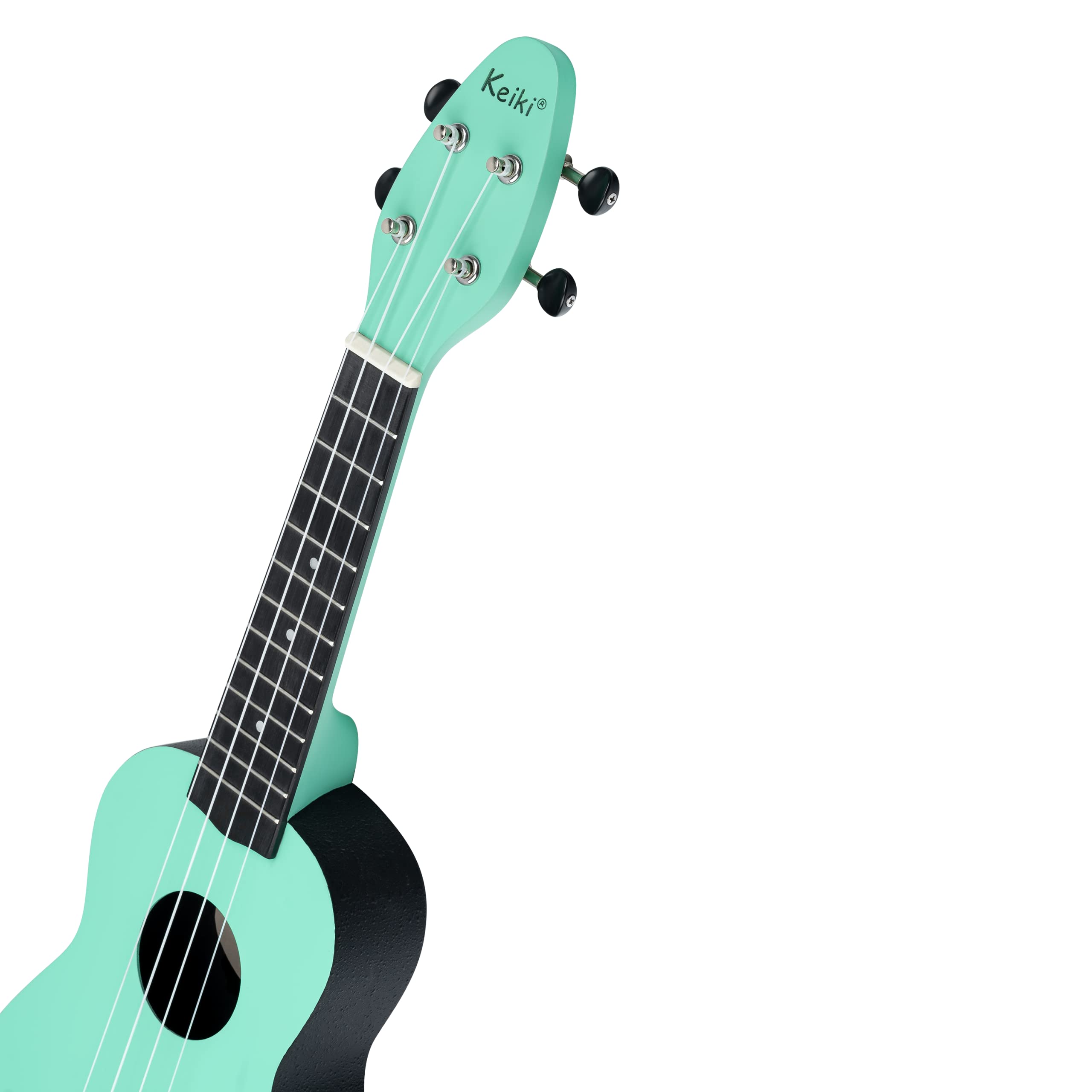 Ortega Guitars Akustyczne Ukulele Sopranowe – Seria Keiki K2 – w Zestawie z Akcesoriami – Agathis/ABS, Kolor Miętowy (K2-CBM)