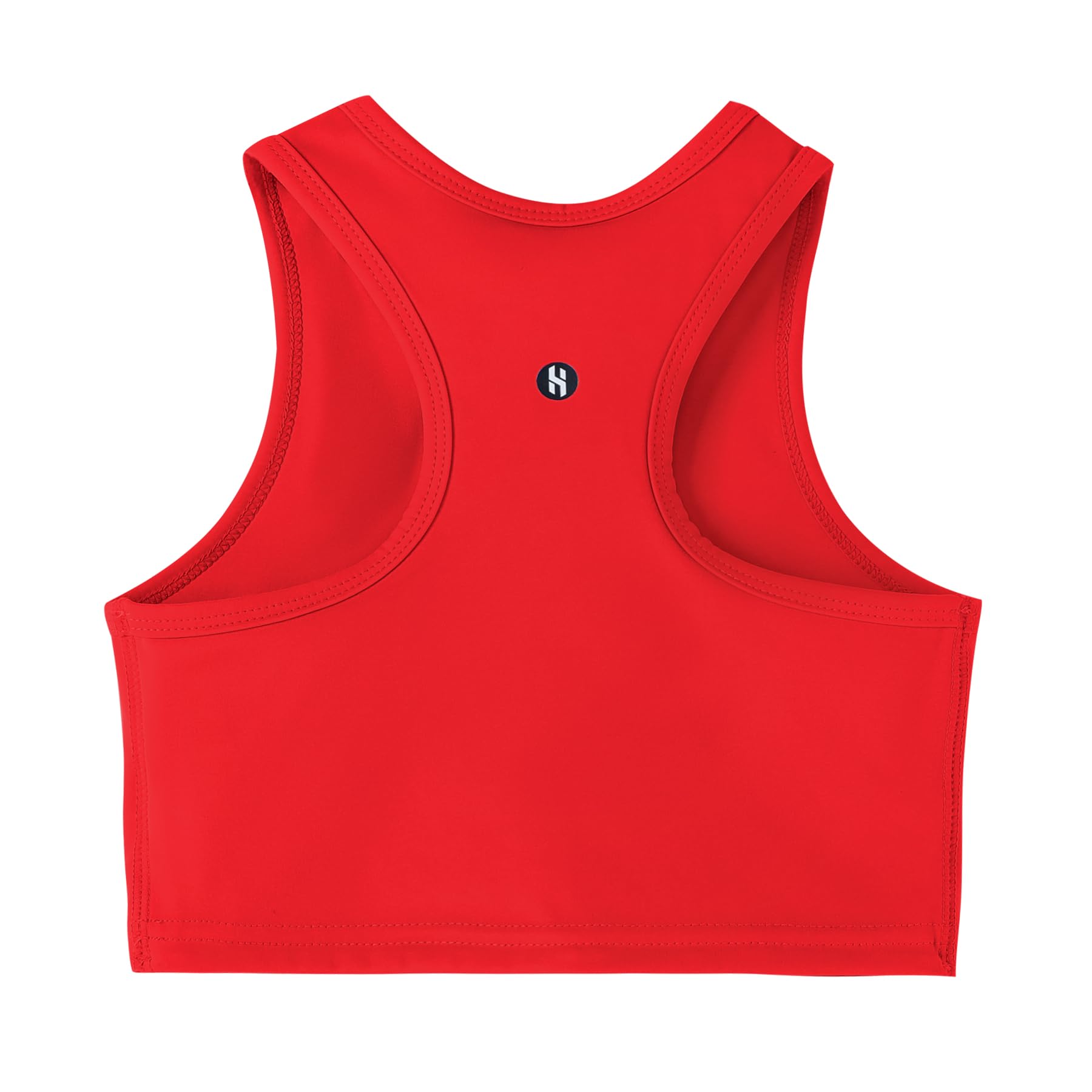 Girls Sports Bra Racerback Crop Tank Top for Kids High Neck Sleeveless Athletic Dance Top Teen 3-12Y