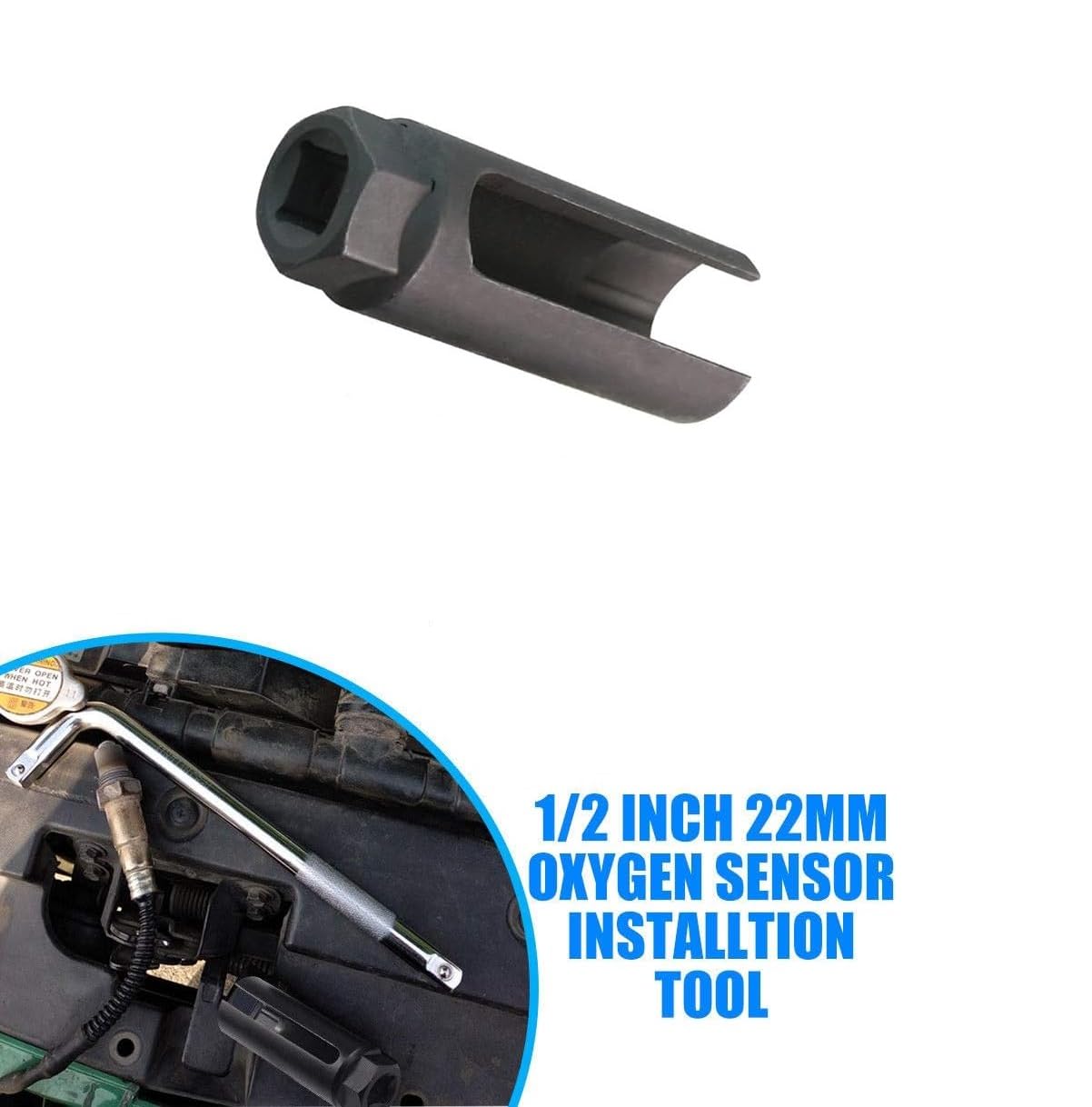 topolenashop Chiave a Bussola Esagonale 22mm 1/2” per Sonda Lambda Lunga – Utensile Professionale per Sensore Ossigeno Auto e Moto in Acciaio Cr-V – Strumento per Rimozione Sonda Codice 134422