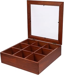 LABRIMP Organizador de Bolsas Madera con Compartimentos y Ventana Transparente Caja de Almacenamiento y Cocina y Oficina