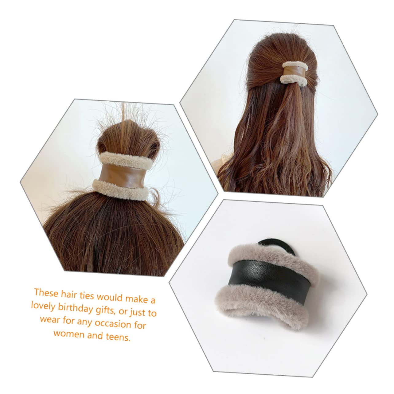 Healeved 10piezas Ponytail Holder De Pu Cuero Elegante Accesorios De Pelo De Pluma Para Mujeres y Adolescentes