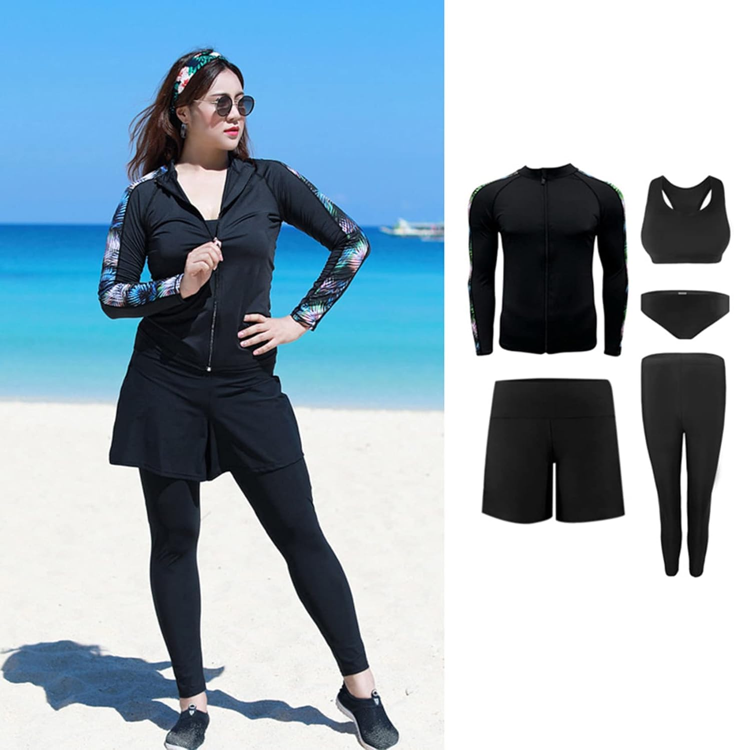 Traje de neopreno de tallas grandes para mujer con protección solar y alta elasticidad