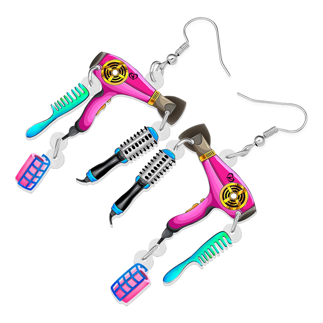 DALANE Valentines Day Makeup Dangle Earrings Gifts for Women Girls Acrylic Cute Creative Cosmetic Hypoallergenic Beauticians Jewellery for Her Decor (Hairdrier) - Image 3