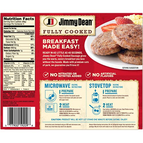 Image of Jimmy Dean Fully Cooked Original Pork Sausage Patties, 8 Count