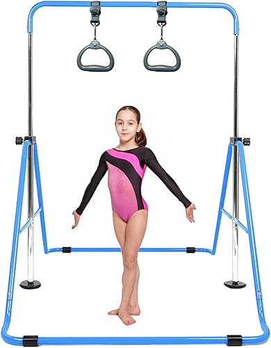 Gymanstics - Barras para el hogar con anillos para niños y niñas, juego de regalo de entrenamiento de gimnasia, barra de entrenamiento plegable,