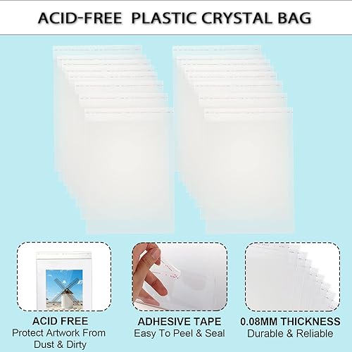 Miniatura 4 de Paquete de 100 bolsas de plástico transparentes de 16 13 x 20 12 pulgadas, bolsa de almacenamiento OPP para marcos de fotos de 16 x 20 pulgadas,