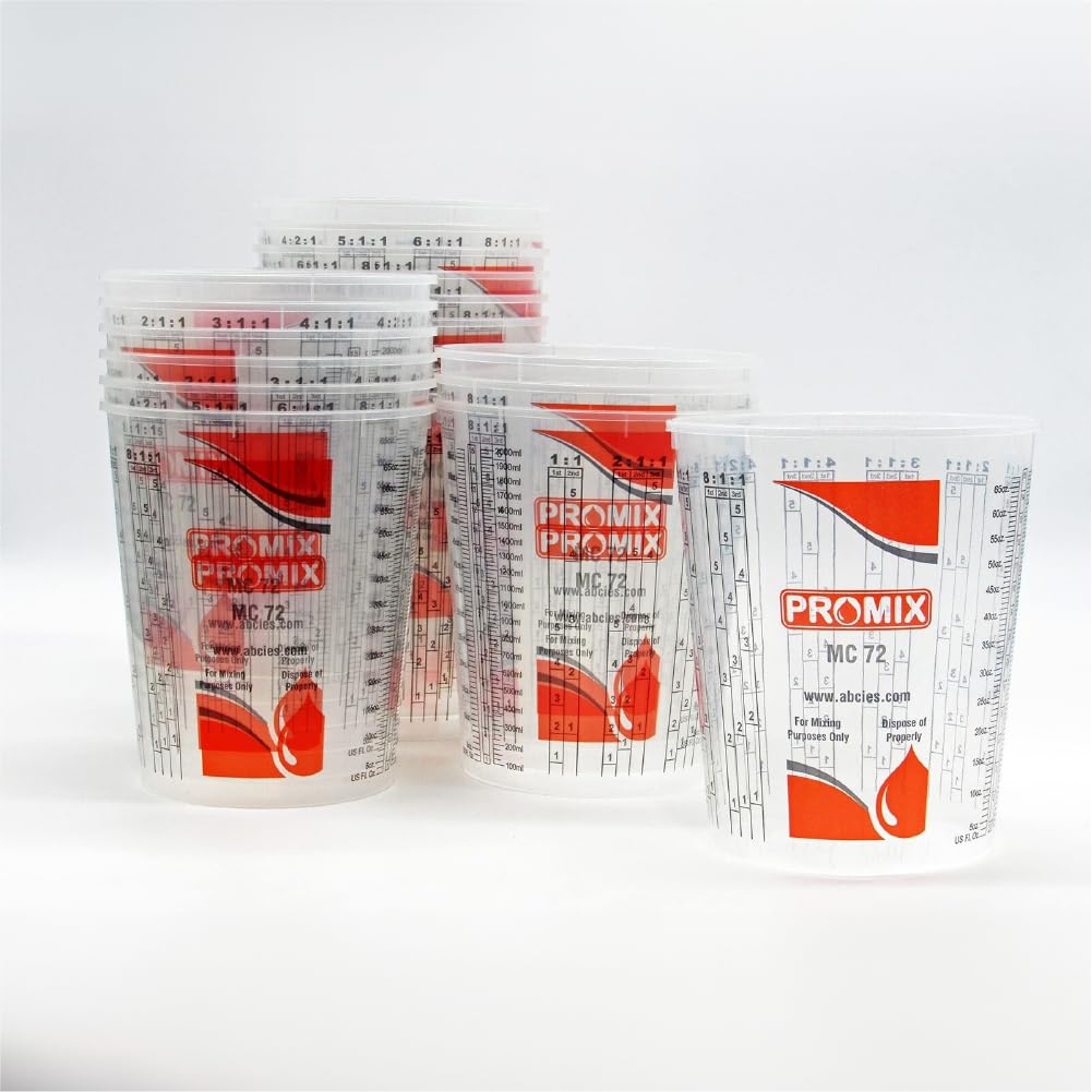 Reusable Graduated Paint Mixing Cups Pack of 100 with 12 lids - Size 72 Onz - Paint Mix Cups with Calibrated Mixing Ratios, Measuring Mixing Cups for Epoxy Resin, Activators, and Thinners