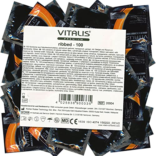 100 Premium Condoms Vitalis Ribbed - Condones de canalé para momentos especiales