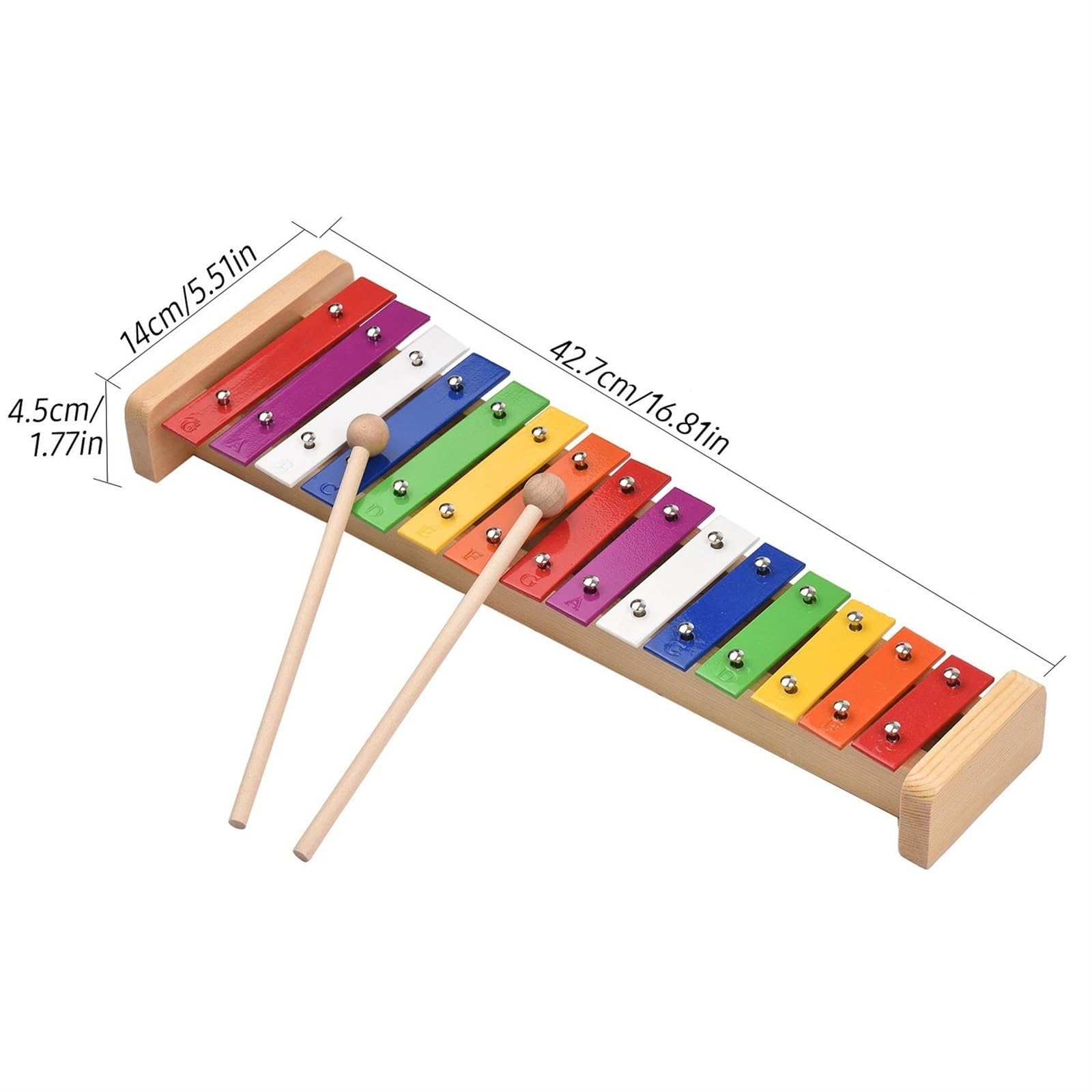 Ksylofon 15 Uwaga Glockenspiel Ksylofon Drewniana Podstawa Kolorowe Aluminiowe Pręty Instrument Muzyczny Perkusja