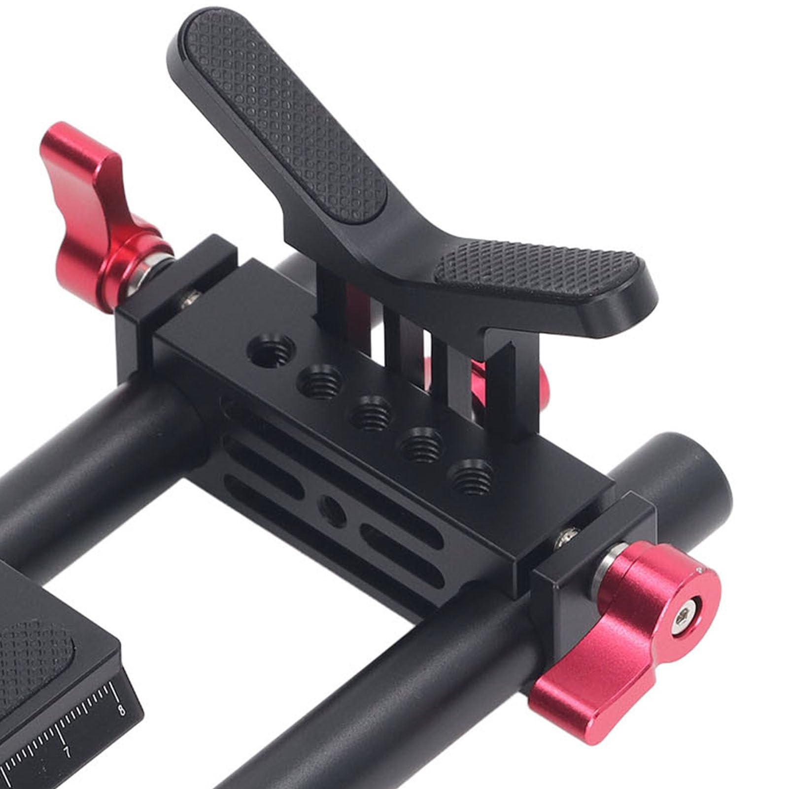 Supporto per Treppiede a Sgancio Rapido per Fotocamere DSLR, Kit di Accessori per Riprese Cinematografiche Vlog con Supporto per Obiettivo Regolabile e a Doppia Asta,