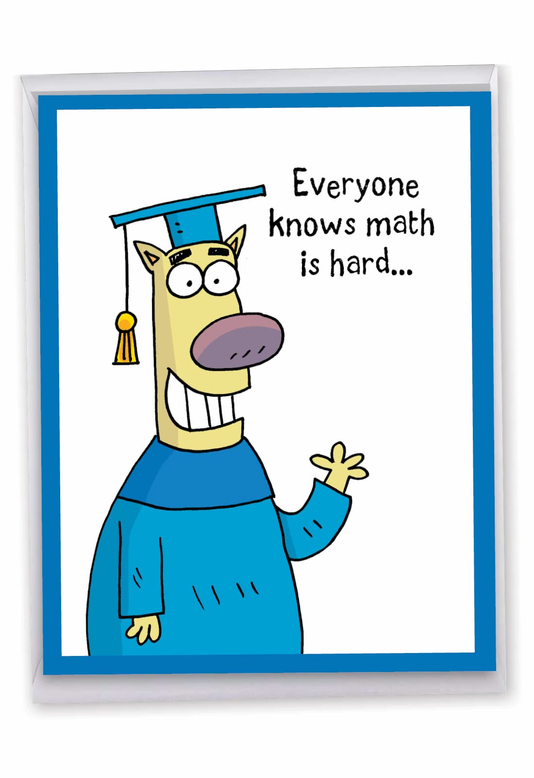 NobleWorks Jumbo Hilarious Graduation Paper Card From Us 8.5 x 11 Inch with Envelope (1 Pack) Large Jumbo Math Is Hard J3626GDG-US