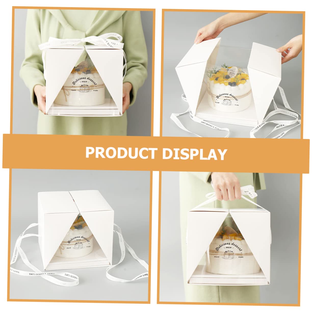 Ciieeo Multi-purpose Cake Carrier Rectangular Cake Box for Baking Storage and