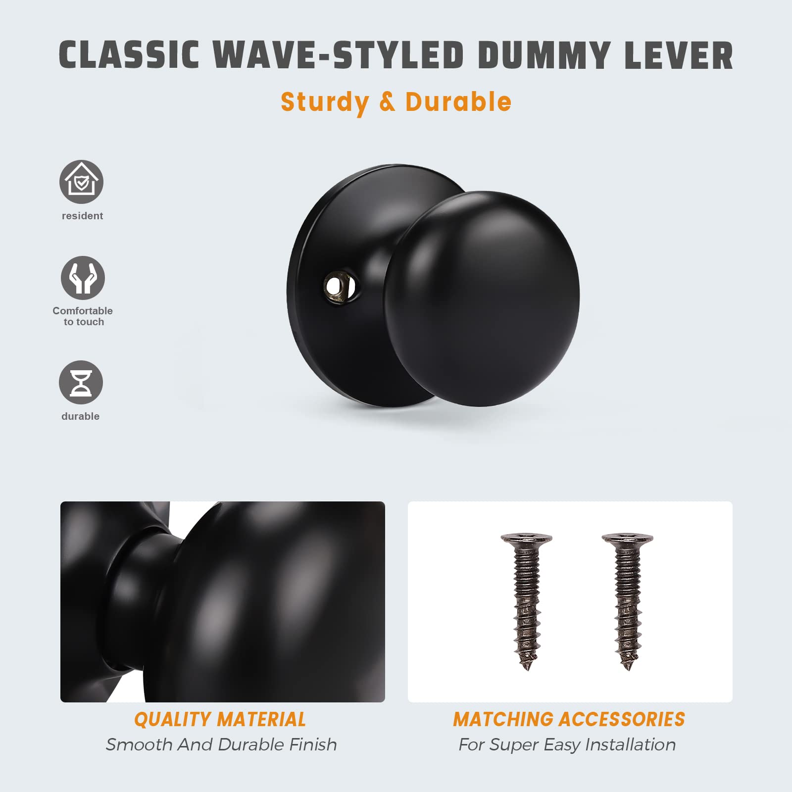 Haidms Matte Black Passage Door Knob – Heavy Duty Round Interior Knob For Closets, Hallways, And Bedrooms (Zinc Alloy)