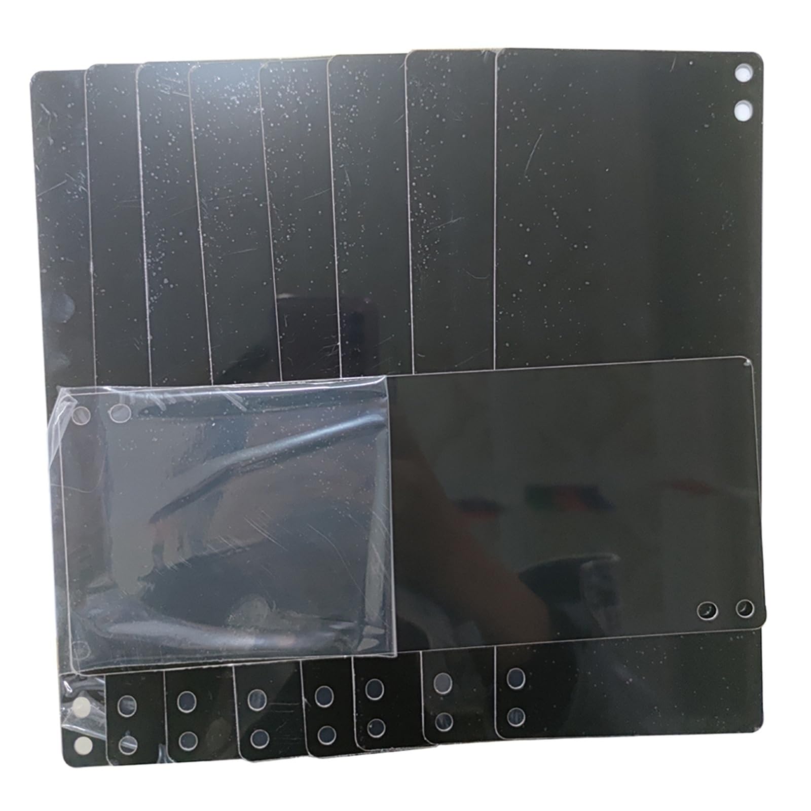 10 Stück schwarze, spiegelnde, eloxierte Aluminium-Tampondruckplatten, 250 x 100 x 0,5 mm, hochreflektierende Oberfläche mit Schutzfolie Werkzeuge