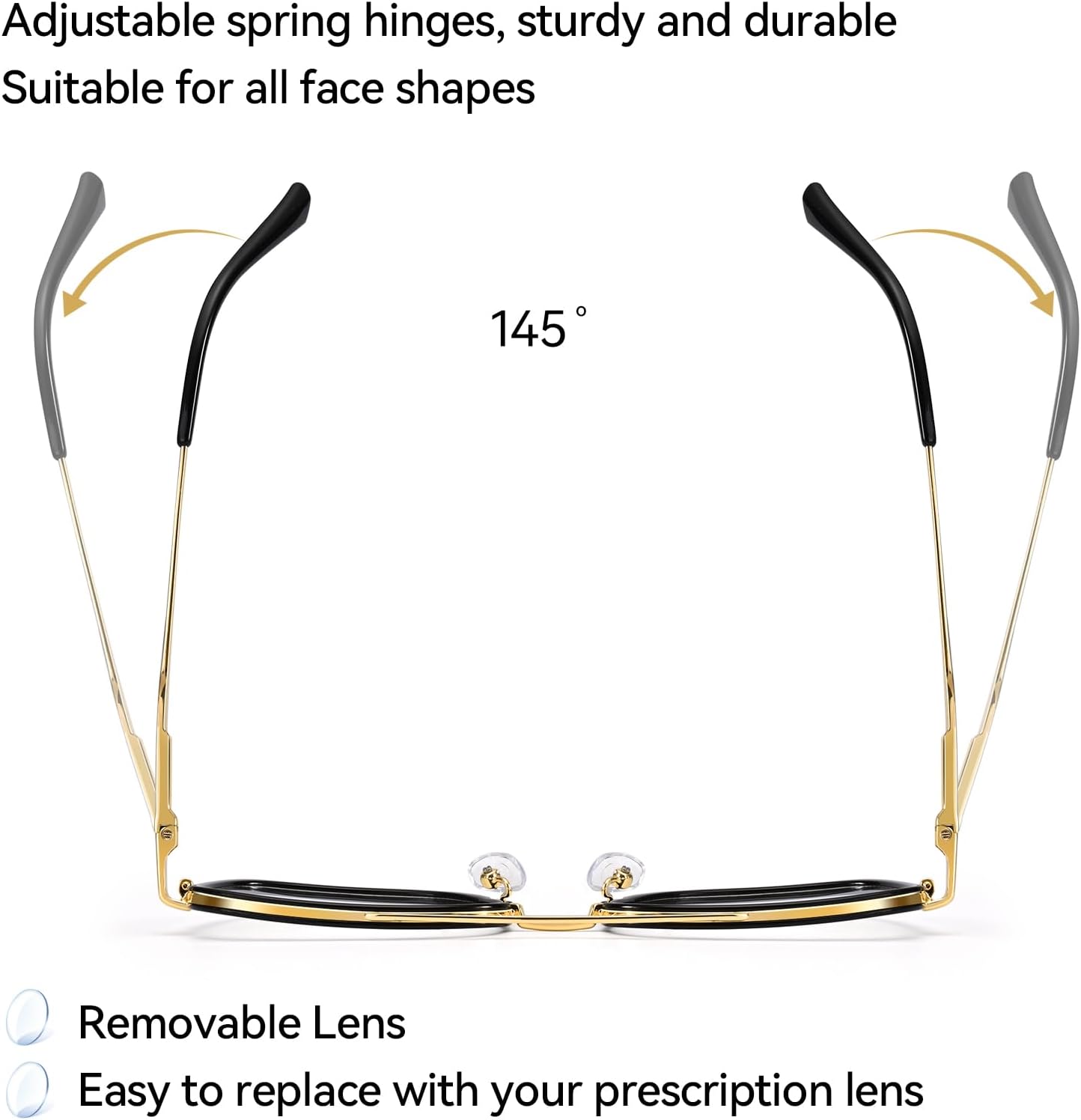 Dollger Aviator Blue Light Glasses for Men Women Anti BlueLight Computer Gaming Glasses Square Classic Metal Frame Eyeglasses