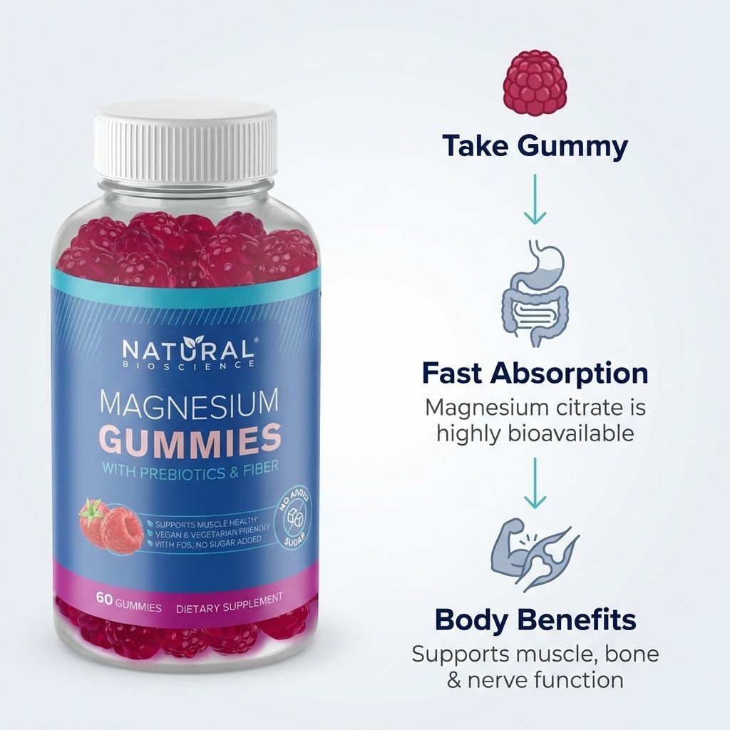 Sugar-Free Magnesium Gummies for Adults - High Potency Magnesium Supplement, High Absorption Chewable Magnesium, Vegan Anti-Stress Gummies, Magnesium for Sleep & Relaxation, 180 Gummies