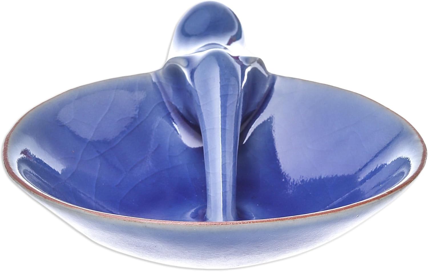 NOVICA Ceramic Elephant Incense Holder, Blue, 'Sipping Elephant'