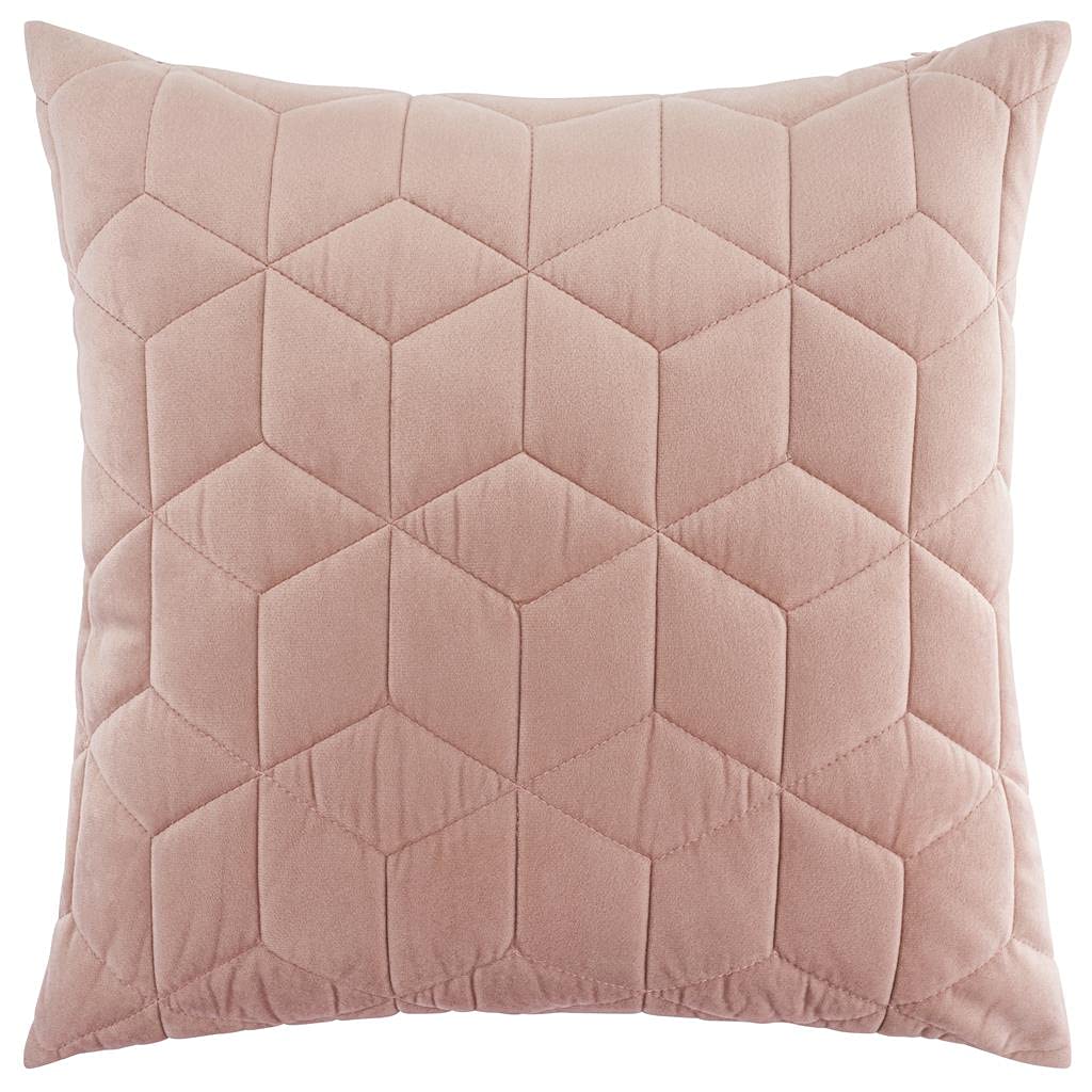Red Rainbow Cushion Cover 3D Cube Quilted Velvet Geometric Scandinavian Design 18 inch 45 cm Square (Pink)