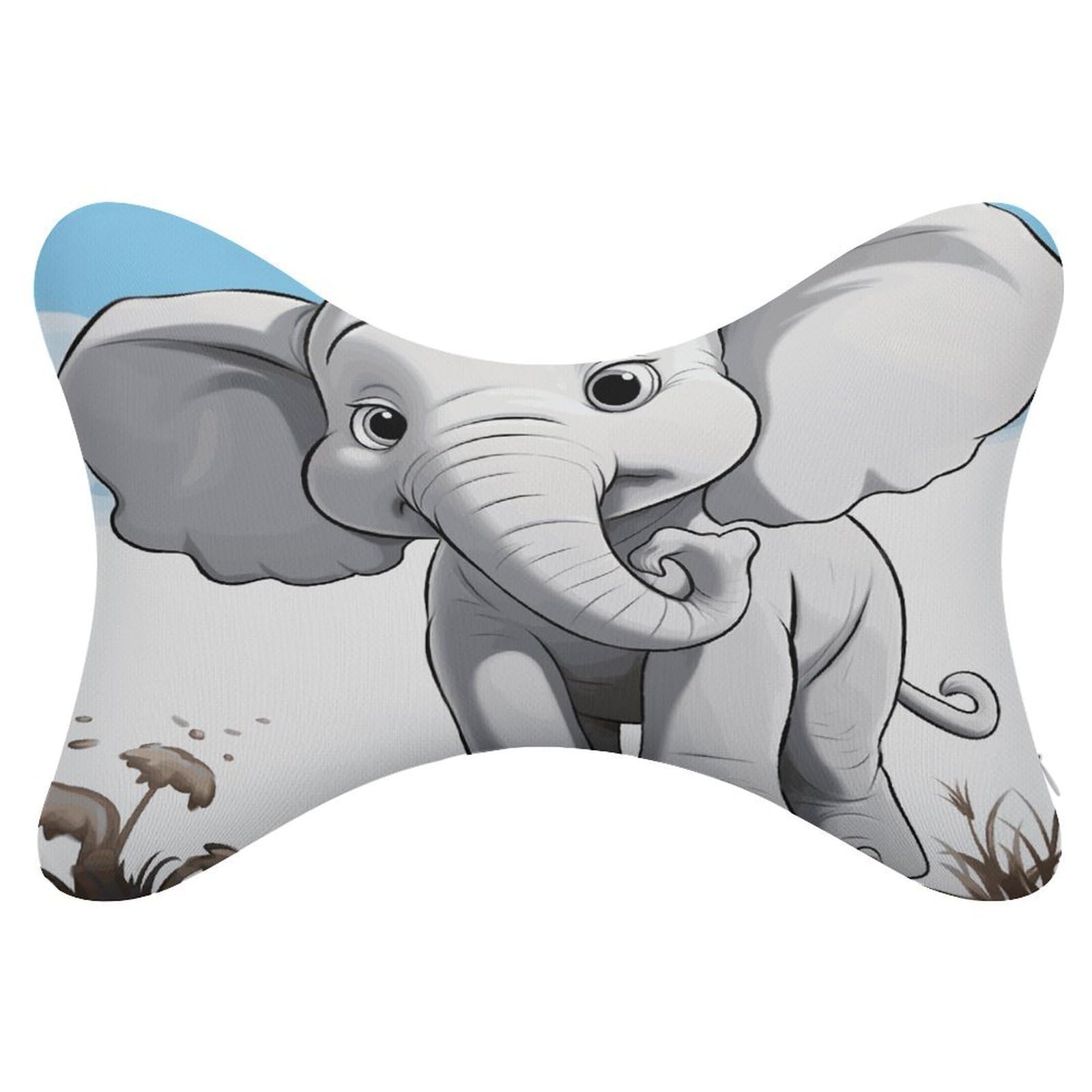 FekiLoot White Elephant Car Headrest Set of 2,Softness Memory Foam Car Neck Pillow with Breathable Removable Cover Car Neck Support Pillow Ergonomic for Driving, Office