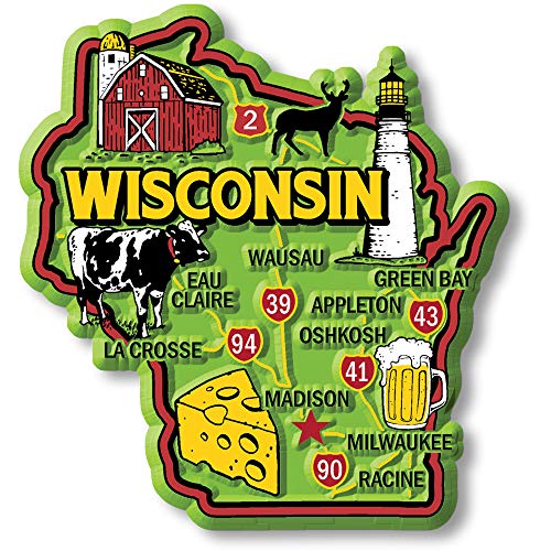 Imán Decorativo 3D Vintage Wisconsin 2.9 x 3.1 Pulgadas