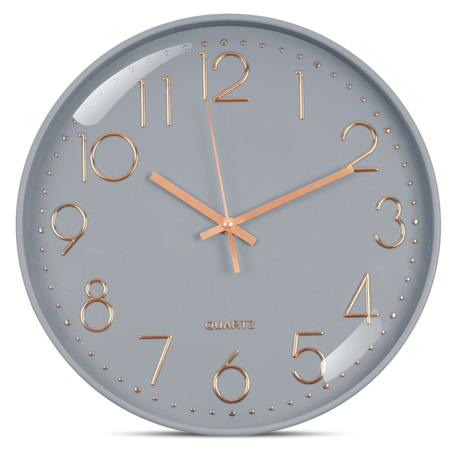 Aolso 12 inch Wall Clock,Silent & Non Ticking Quartz Wall Clock,Battery Operated clocks for Living Room,Bedrooms,Kitchen,School,Office (12 inch-Gray background — image 1