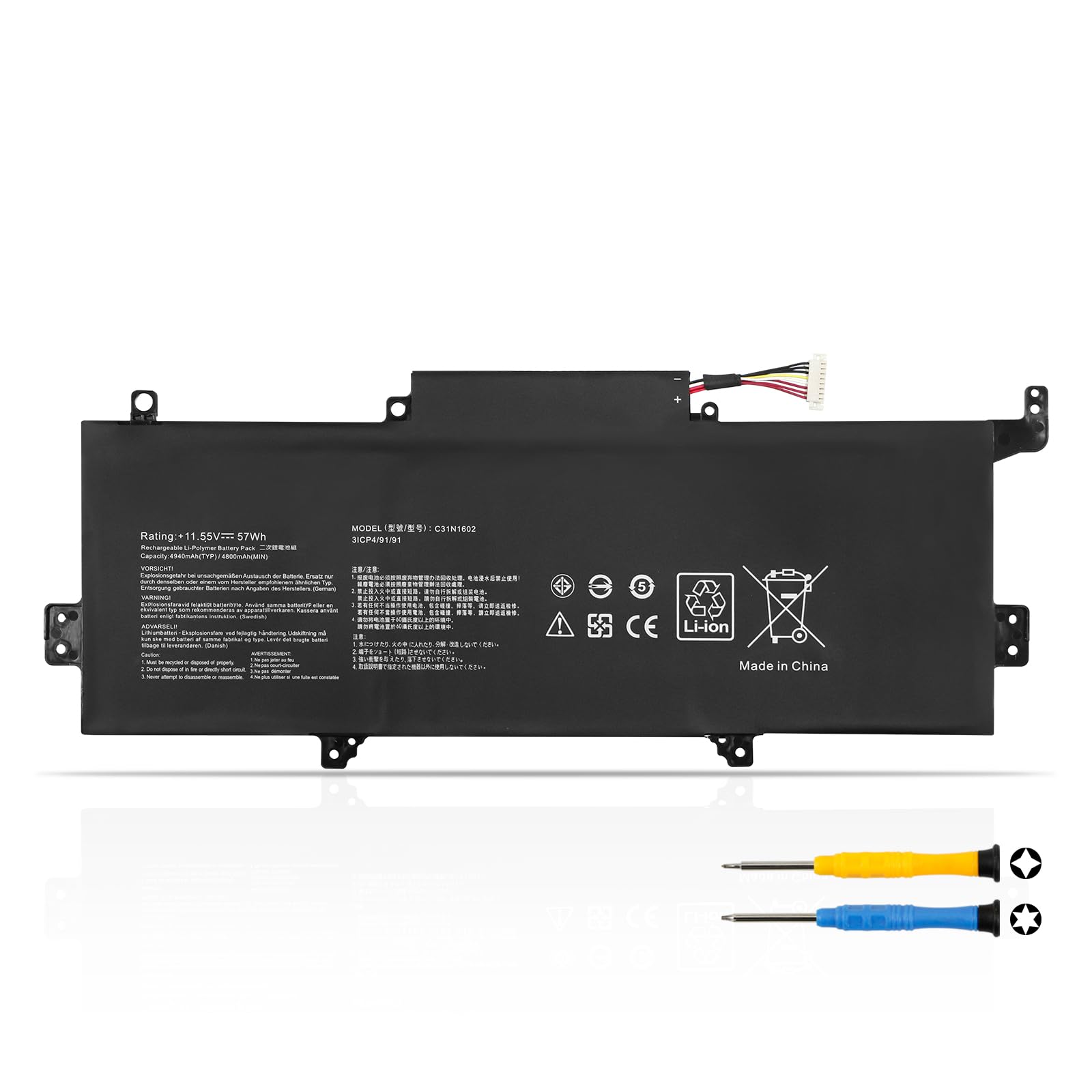 ANTIEE C31N1602 Laptop Battery for Asus ZenBook U3000U UX330 UX330U UX330UA UX330UA-1A UX330UA-1B UX330UA-FB018R UX330UA-1C UX330UA-FB161T Series